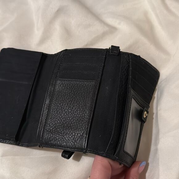 Fossil Black Tri Fold Women's Wallet Wrist Strap Black - Picture 6 of 8